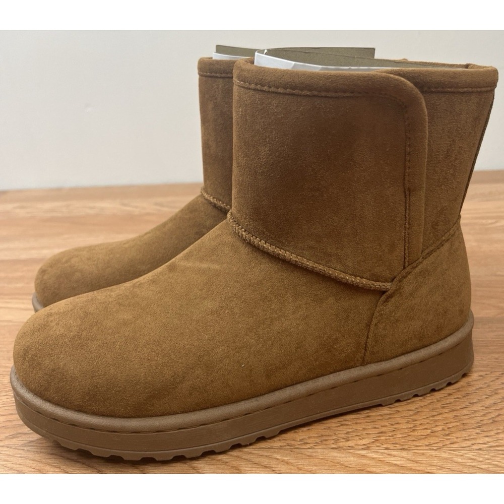 SO Cozy Catelynn Women's Booties Ankle Boots in Chestnut Size 7.5 Faux Fur NEW